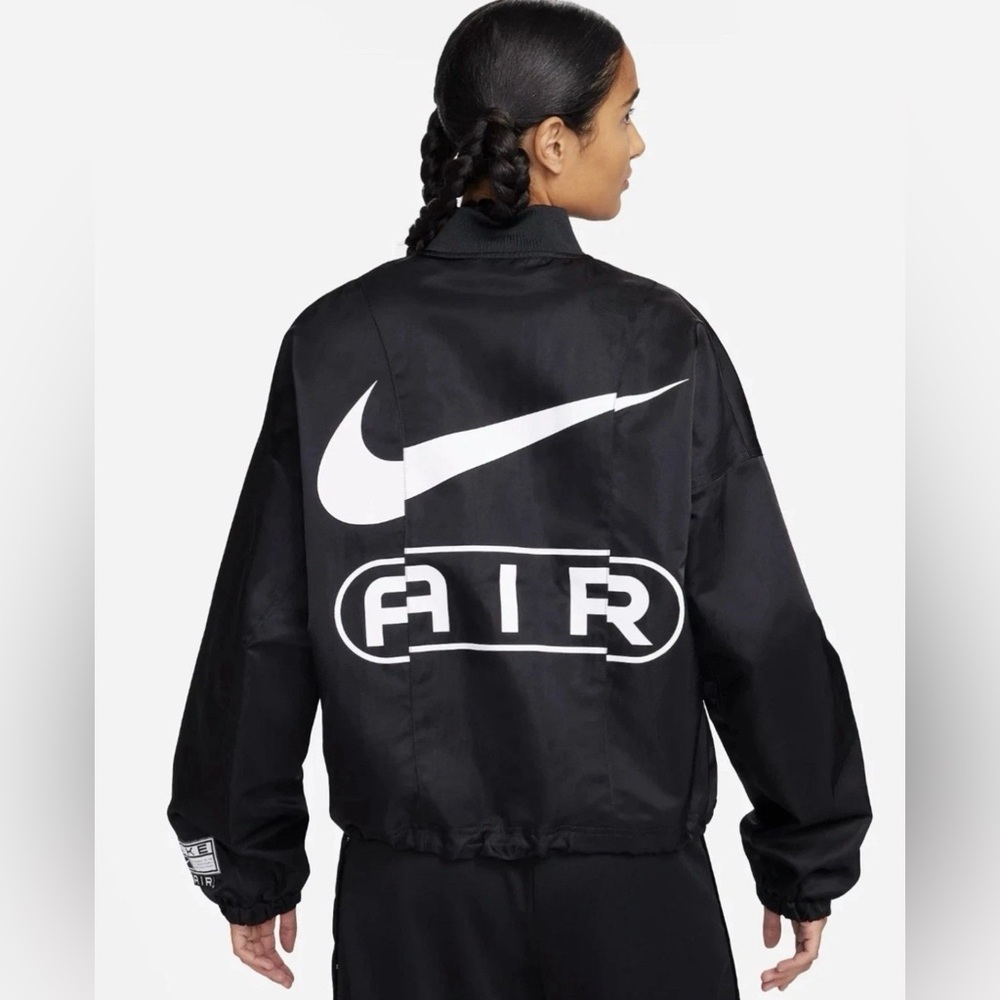 Nike Air oversized woven bomber jacket black FN1908-010 Women’s Sz M MSRP $135